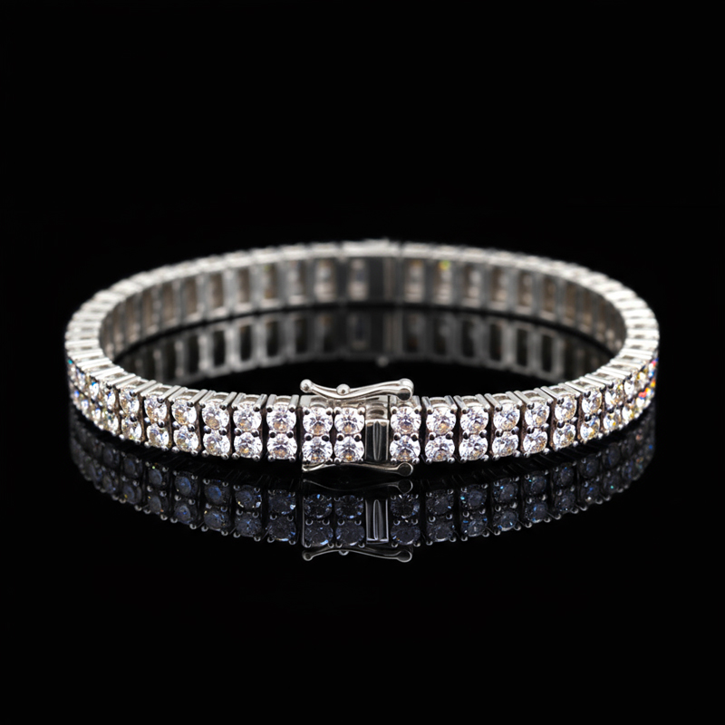 6mm 925s & Vvs Moissanite 2 Row Tennis Bracelet With Iced Out Shine