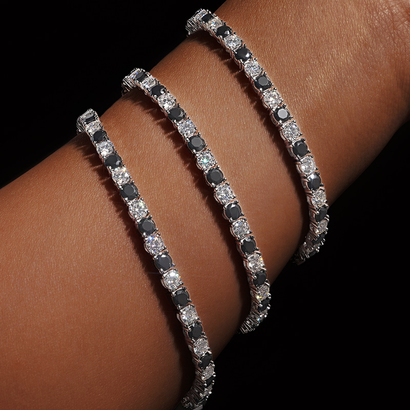 4mm 925s & Vvs Moissanite Black&white Tennis Bracelet Iced Out - Image 3