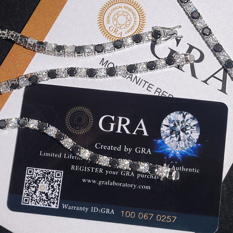 4mm 925s & Vvs Moissanite Black&white Tennis Bracelet Iced Out - Image 4