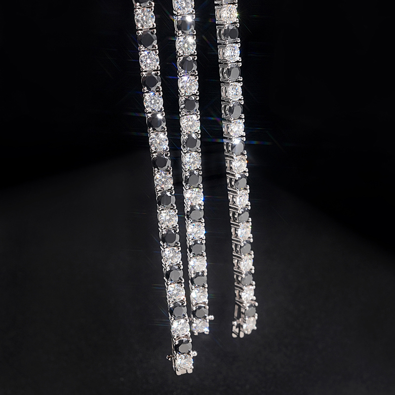 4mm 925s & Vvs Moissanite Black&white Tennis Bracelet Iced Out - Image 5
