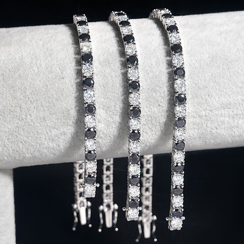 4mm 925s & Vvs Moissanite Black&white Tennis Bracelet Iced Out - Image 6