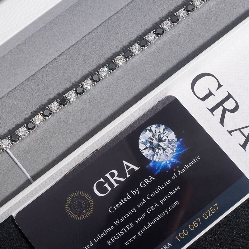 4mm 925s & Vvs Moissanite Black&white Tennis Bracelet Iced Out - Image 7
