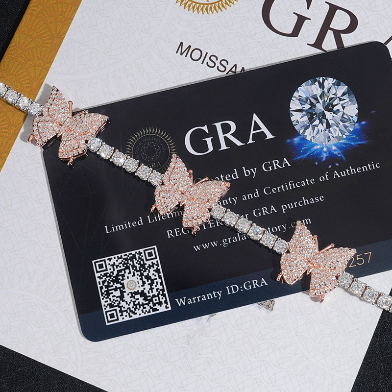 3mm 925s & Vvs Moissanite Butterfly Tennis Chain With Iced Out Shine - Image 3