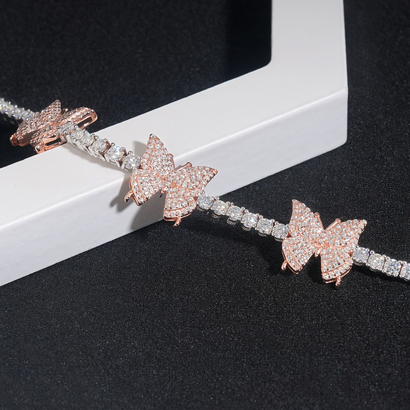 3mm 925s & Vvs Moissanite Butterfly Tennis Chain With Iced Out Shine - Image 5