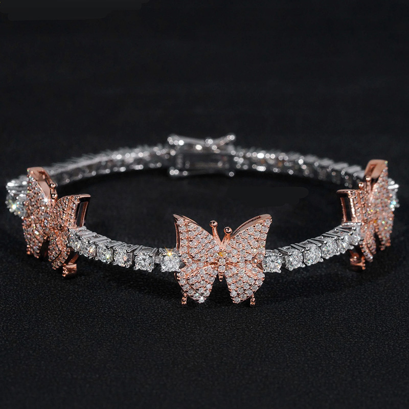 3mm 925s & Vvs Moissanite Butterfly Tennis Chain With Iced Out Shine