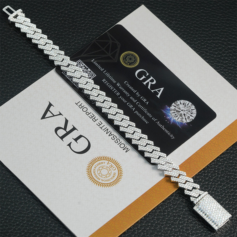 10mm 925s & Vvs Moissanite Prong Cuban Link Bracelet Iced Out - Image 3