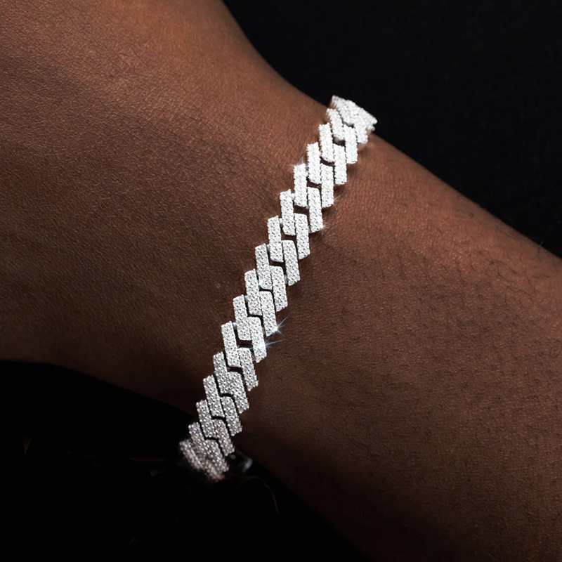 10mm 925s & Vvs Moissanite Prong Cuban Link Bracelet Iced Out