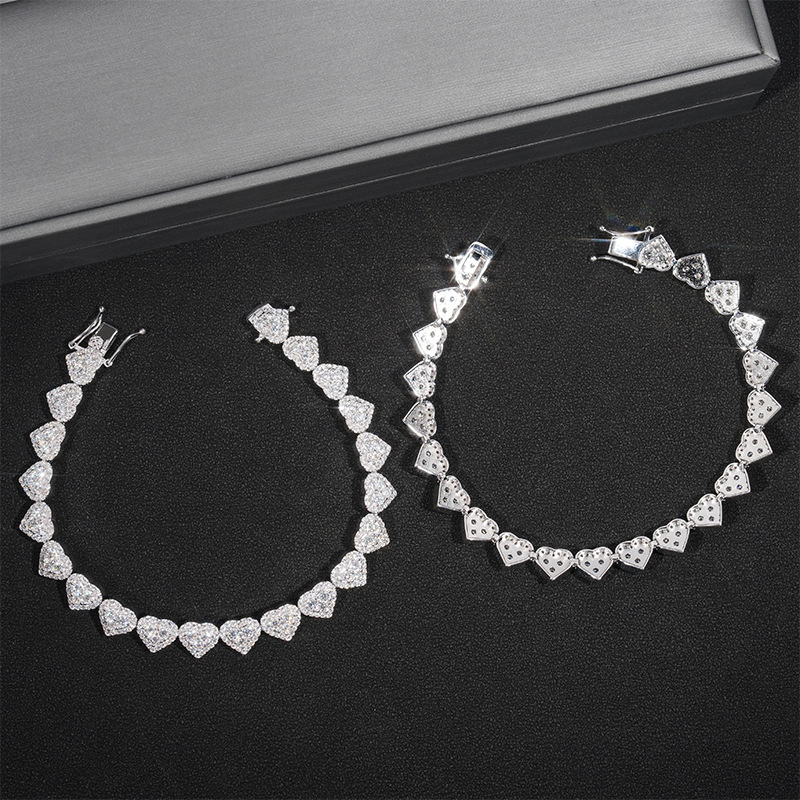 8mm 925s & Vvs Moissanite Heart Bracelet Iced Out Shine With Street Luxury - Image 4