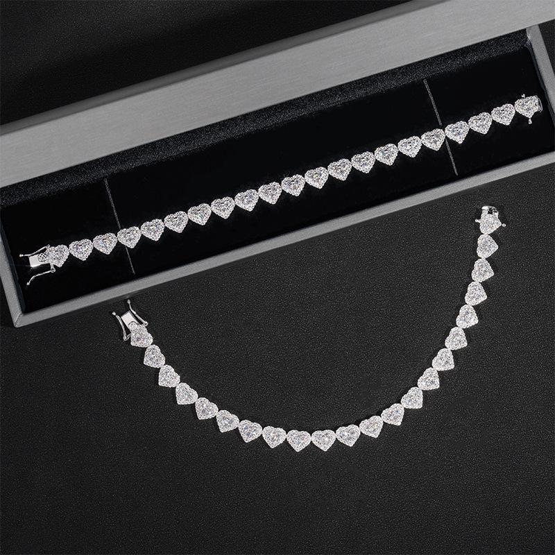 8mm 925s & Vvs Moissanite Heart Bracelet Iced Out Shine With Street Luxury - Image 5