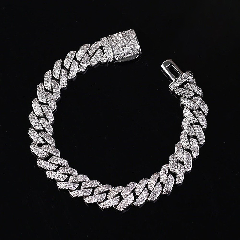 8mm-20mm 925s & Vvs Moissanite Prong Cuban Link Bracelet Iced Out - Image 4