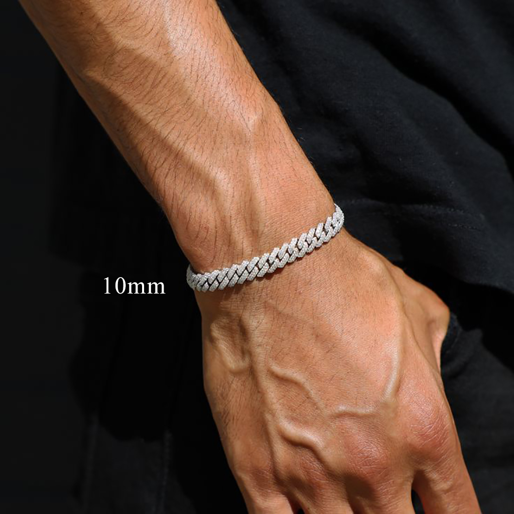 8mm-20mm 925s & Vvs Moissanite Prong Cuban Link Bracelet Iced Out - Image 5