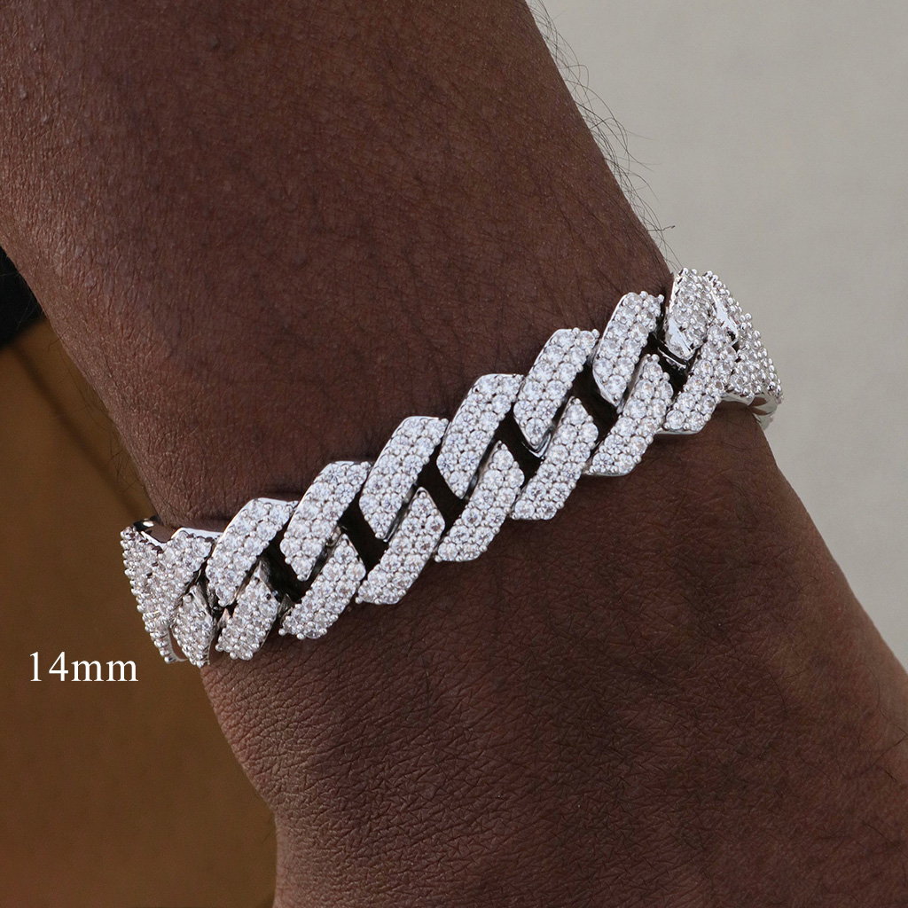 8mm-20mm 925s & Vvs Moissanite Prong Cuban Link Bracelet Iced Out - Image 6