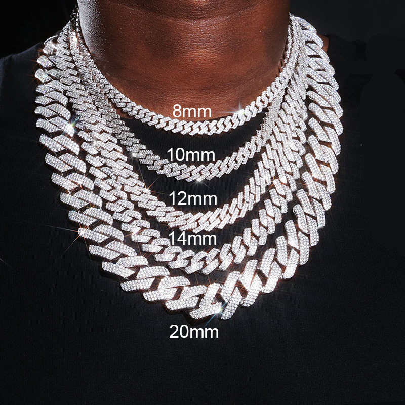 8mm-20mm 925s & Vvs Moissanite Prong Cuban Link Chain Cuban Chain
