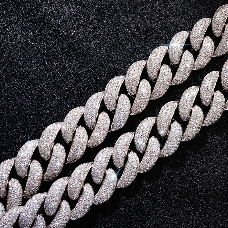 20mm Moissanite S925 Silver Cuban Link Bracelet With Custom Name Box Clasp - Image 3