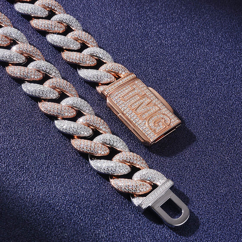 20mm Moissanite S925 Silver Cuban Link Bracelet With Custom Name Box Clasp - Image 4