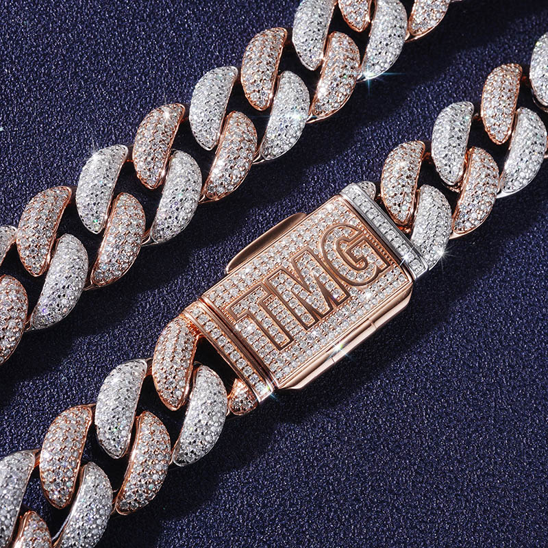 20mm Moissanite S925 Silver Cuban Link Bracelet With Custom Name Box Clasp - Image 6