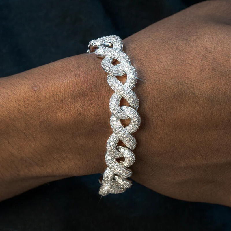 10mm 925s & Vvs Moissanite Infinity Bracelet With Iced Out Shine