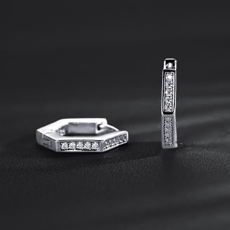 S925 & Moissanite Hexagon Hoop Earrings Iced Out Shine With Street Luxury - Image 4