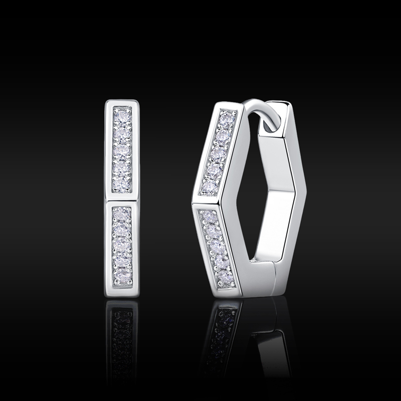 S925 & Moissanite Hexagon Hoop Earrings Iced Out Shine With Street Luxury