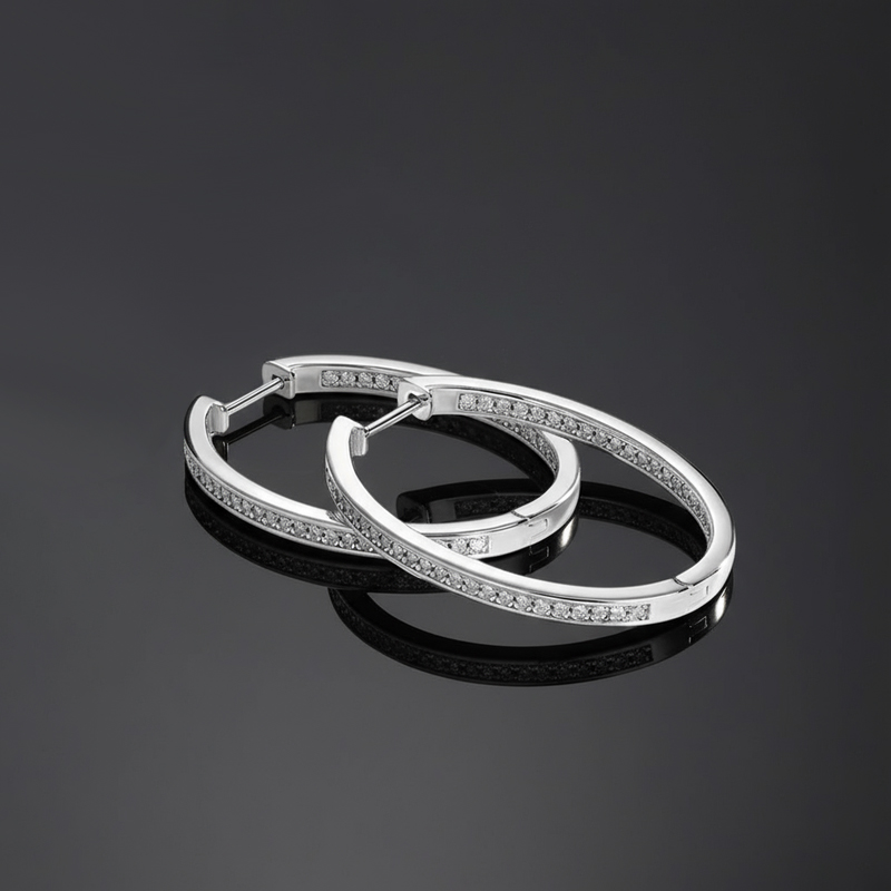 S925 & Moissanite Large Hoop Earrings Iced Out Shine With Street Luxury - Image 3
