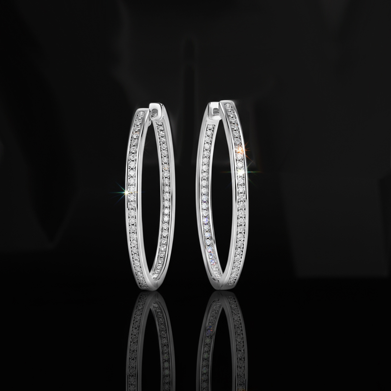 S925 & Moissanite Large Hoop Earrings Iced Out Shine With Street Luxury - Image 4