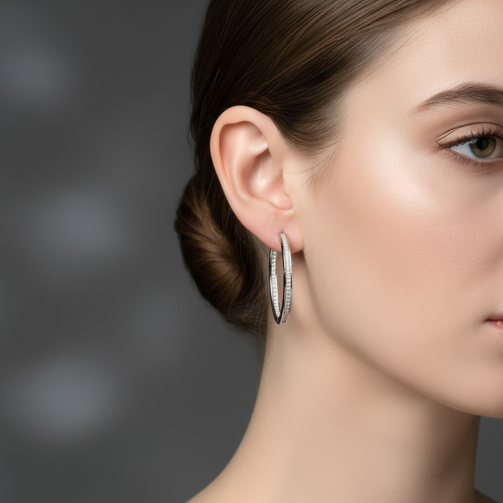S925 & Moissanite Large Hoop Earrings Iced Out Shine With Street Luxury - Image 5