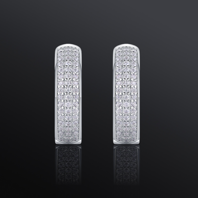 S925 & Moissanite 3-row Hoop Earrings In White Gold With Iced Out Shine - Image 6