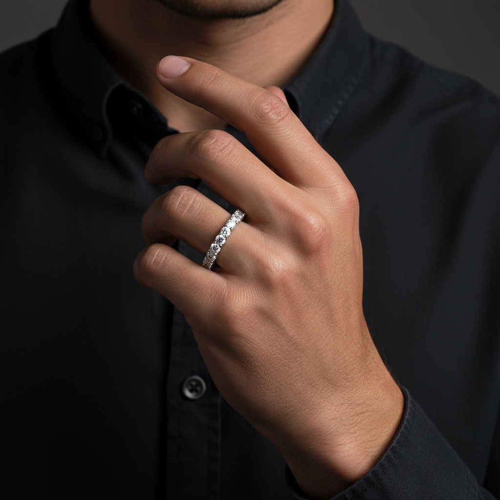 S925 & Moissanite 3mm Round Cut Ring Iced Out Shine With Street Luxury - Image 8