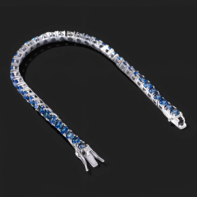 3mm/4mm/5mm S925 & Moissanite Colorful Blue Tennis Bracelet Iced Out - Image 5