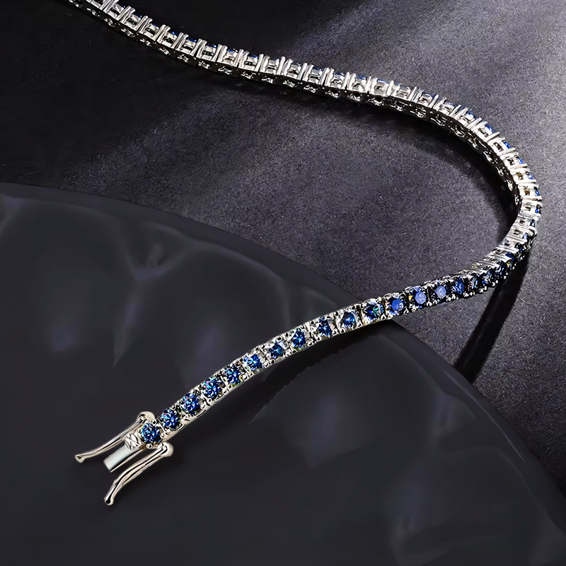 3mm/4mm/5mm S925 & Moissanite Colorful Blue Tennis Bracelet Iced Out - Image 7
