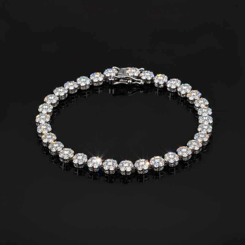 4.5mm S925 & Moissanite Flower Bracelet Iced Out Shine With Street Luxury - Image 3