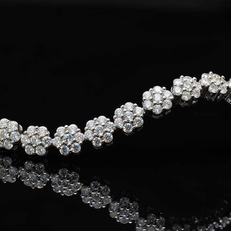 4.5mm S925 & Moissanite Flower Bracelet Iced Out Shine With Street Luxury - Image 4
