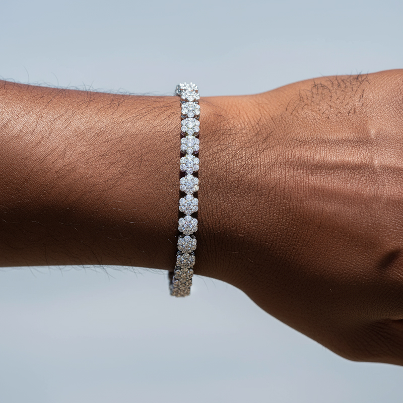 4.5mm S925 & Moissanite Flower Bracelet Iced Out Shine With Street Luxury - Image 5