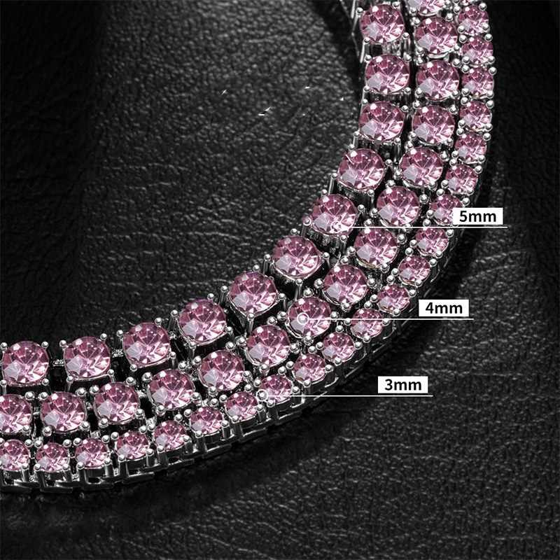 3mm/4mm/5mm S925 & Moissanite Pink Tennis Bracelet With Iced Out Shine - Image 5