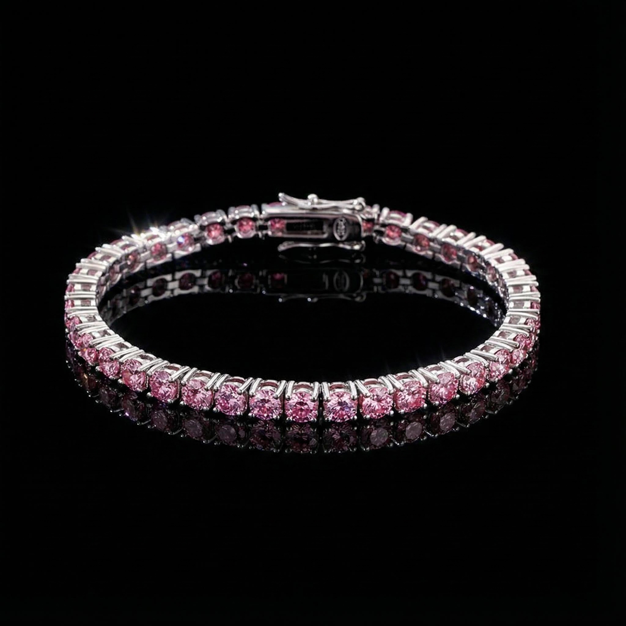 3mm/4mm/5mm S925 & Moissanite Pink Tennis Bracelet With Iced Out Shine