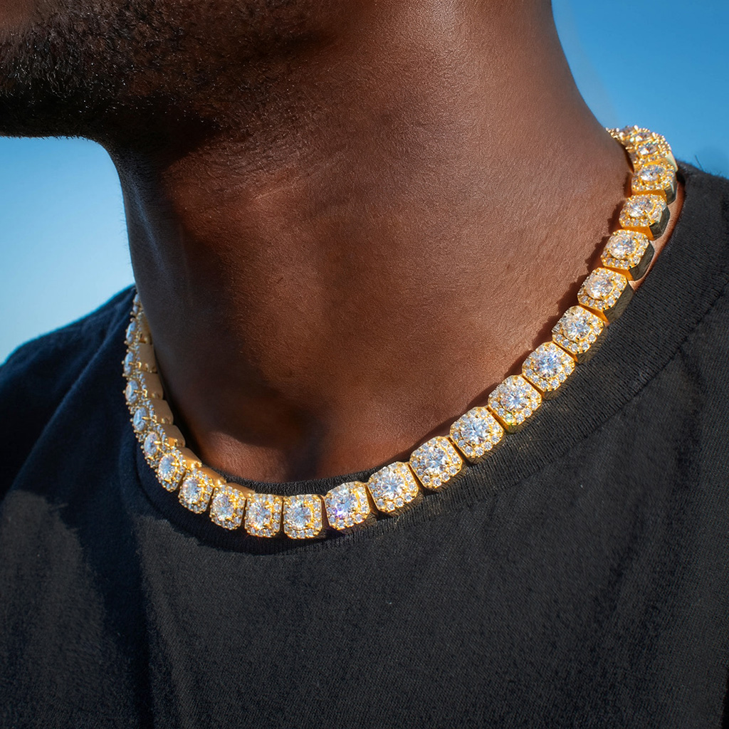 10mm S925 Moissanite Cluster Tennis Chain In White Gold Iced Out - Image 4