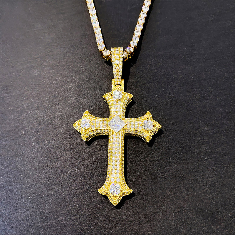 S925 & Moissanite Cross Pendant Iced Out Shine With Street Luxury - Image 3