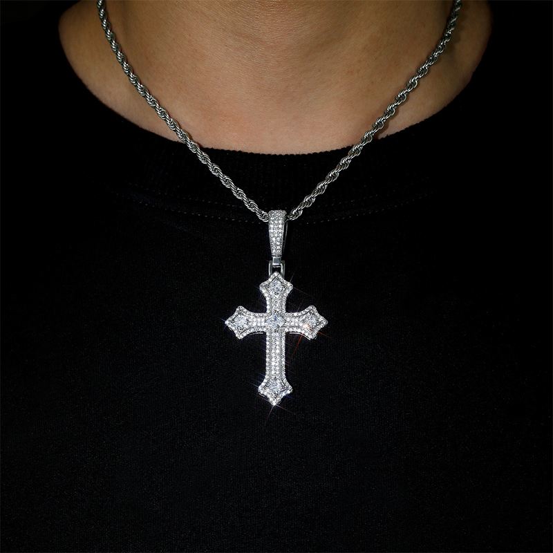 S925 & Moissanite Cross Pendant Iced Out Shine With Street Luxury - Image 4
