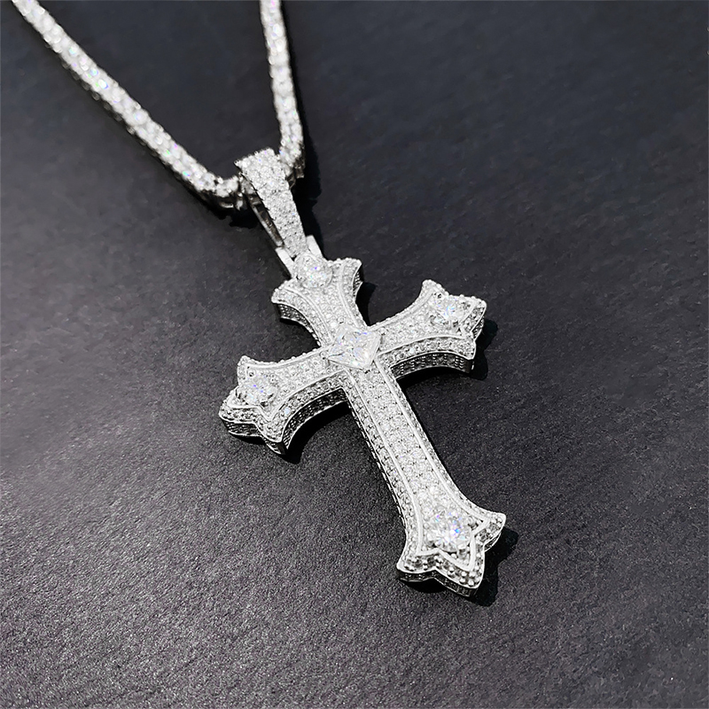 S925 & Moissanite Cross Pendant Iced Out Shine With Street Luxury - Image 6