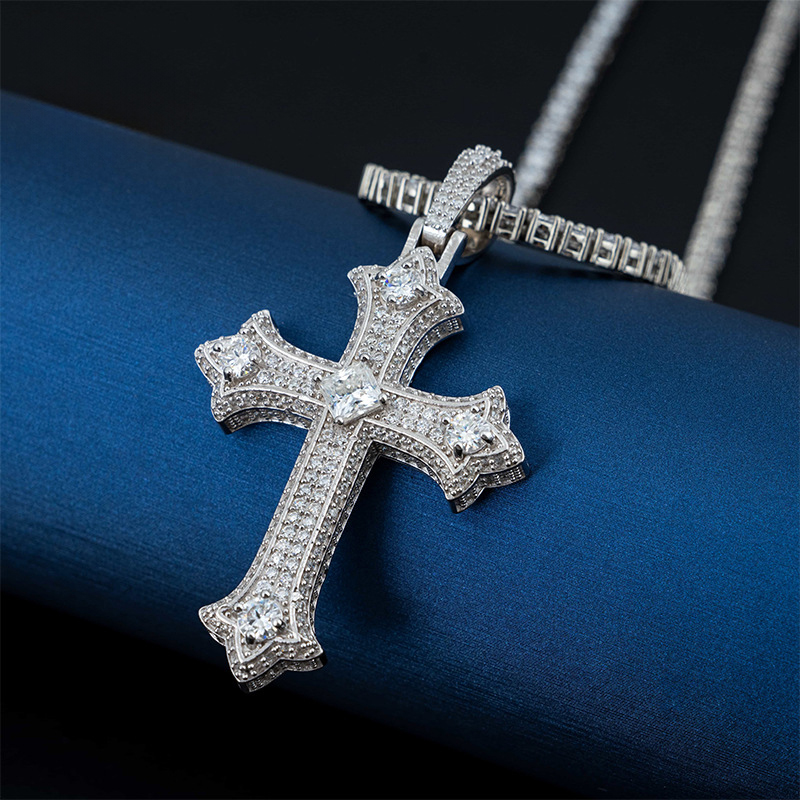 S925 & Moissanite Cross Pendant Iced Out Shine With Street Luxury
