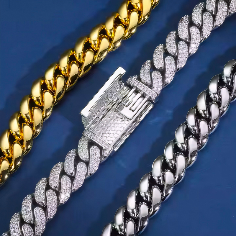 12mm S925 & Moissanite Two Row Miami Cuban Chain With Iced Out Shine - Image 5