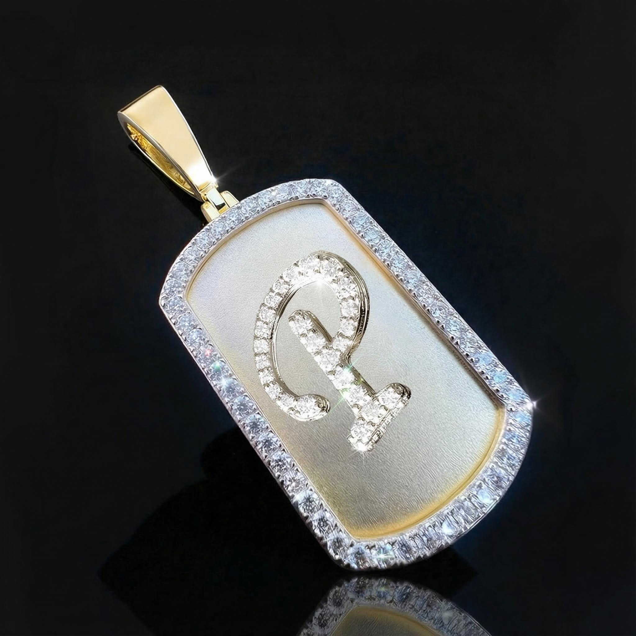 A-z Letter S925 Moissanite Custom Dog Tag Pendant With Iced Out Shine