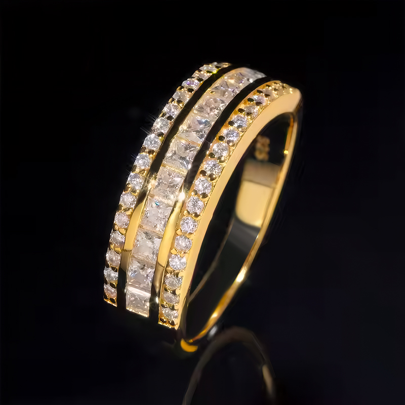 S925 & Moissanite Three Row Band Ring Iced Out Shine With Street Luxury - Image 3
