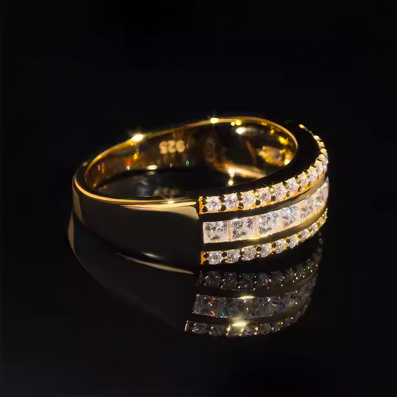 S925 & Moissanite Three Row Band Ring Iced Out Shine With Street Luxury - Image 4