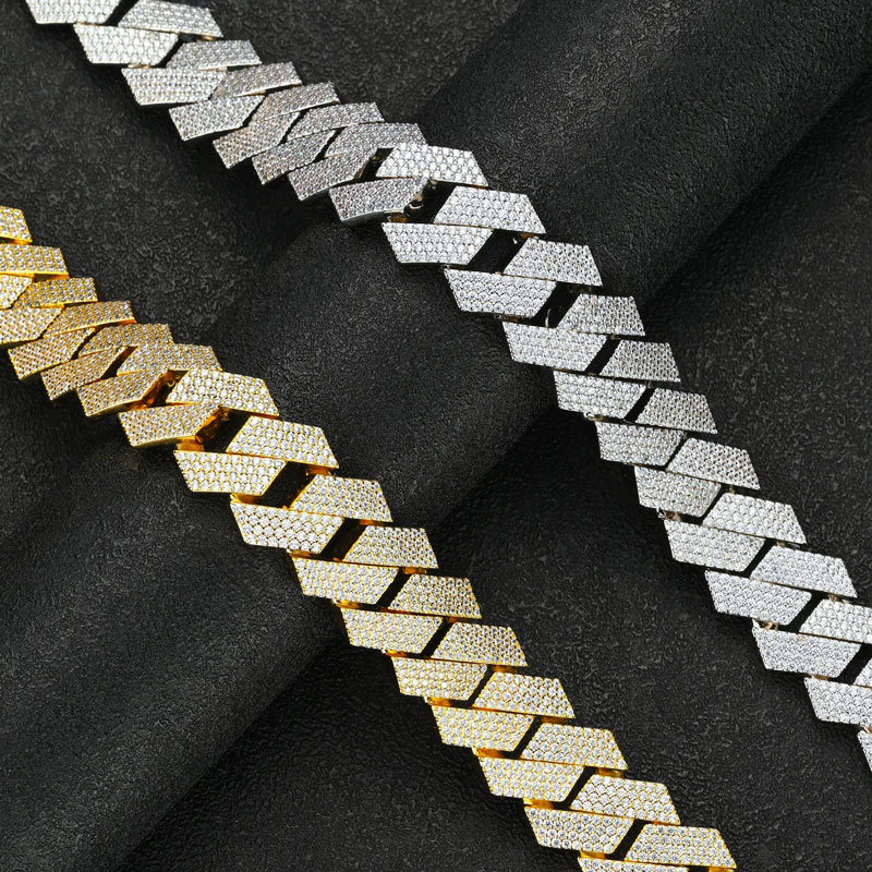 20mm S925 & Moissanite Four Row Prong Cuban Chain With Iced Out Shine - Image 3