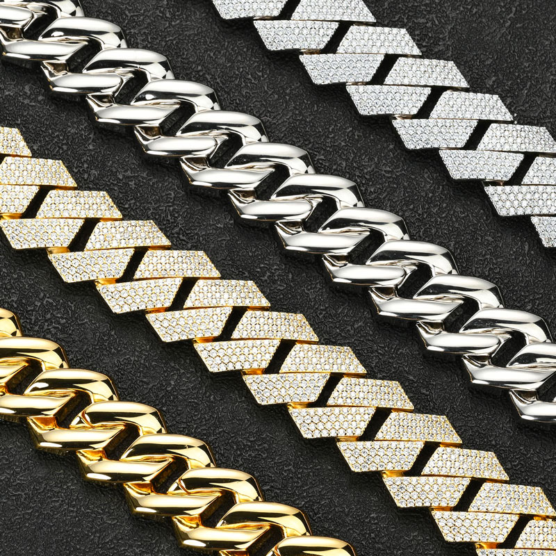 20mm S925 & Moissanite Four Row Prong Cuban Chain With Iced Out Shine - Image 5