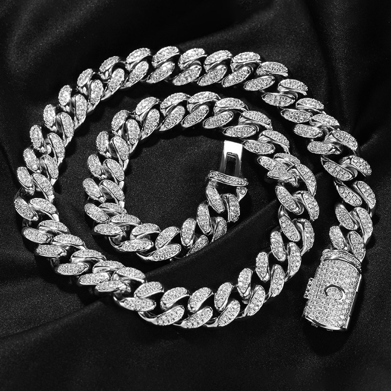 12mm S925 & Moissanite Initial Letter Cuban Chain With Iced Out Shine - Image 3