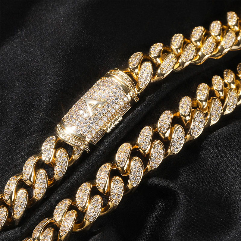 12mm S925 & Moissanite Initial Letter Cuban Chain With Iced Out Shine - Image 5