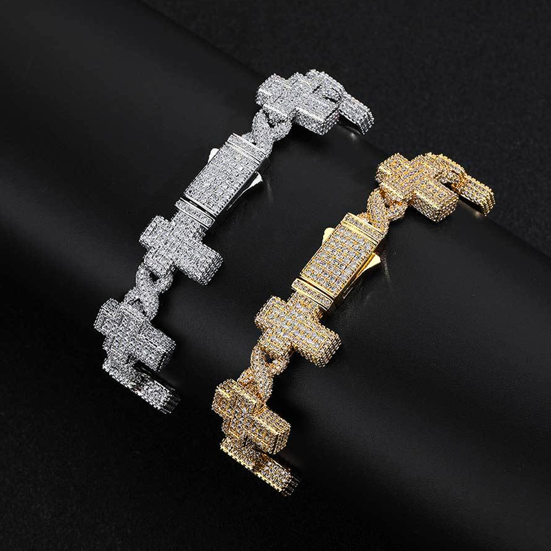 17mm S925 & Moissanite Cross Infinity Link Bracelet With Iced Out Shine - Image 3