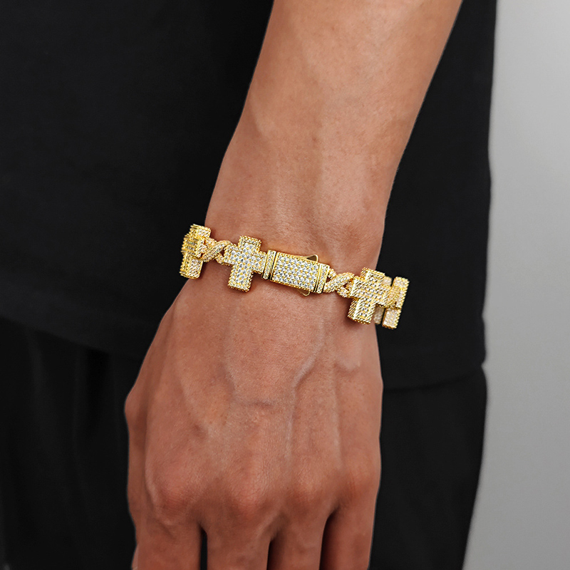 17mm S925 & Moissanite Cross Infinity Link Bracelet With Iced Out Shine - Image 4